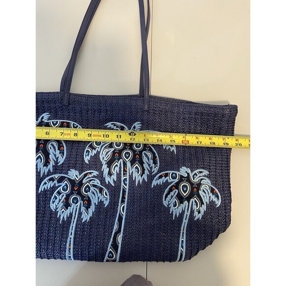 Vera Bradley Tote Bag Womens Carry All Navy Blue White Palm Trees Beachy Boho - Picture 6 of 7